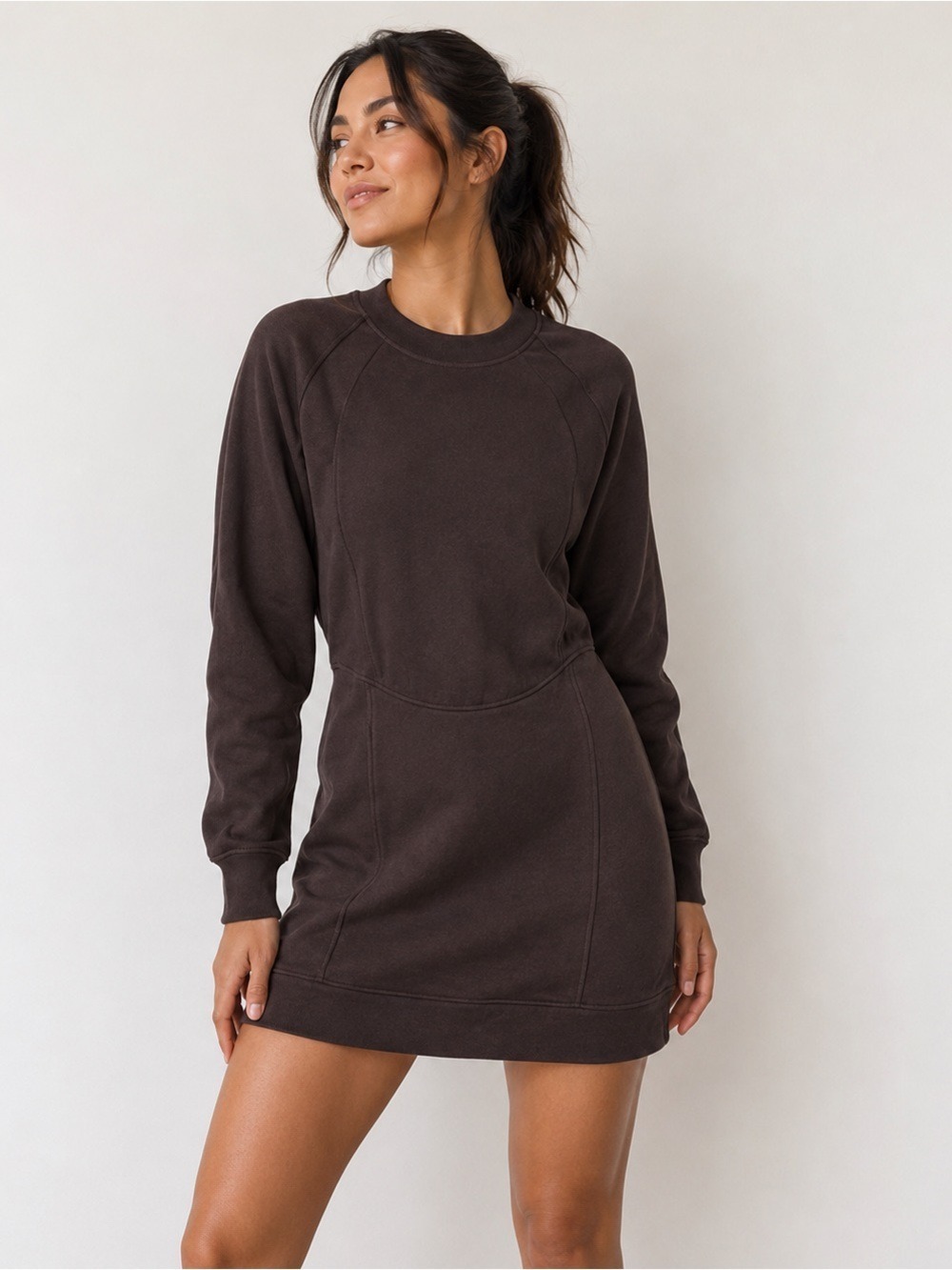 NWT Lululemon Scuba Long Sleeve Dress Espresso Size 6 Thumbholes